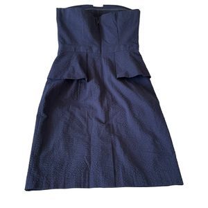 Banana Republic Womens Dress Size 2 Strapless Peplum Pucker Blue Mini Cocktail
